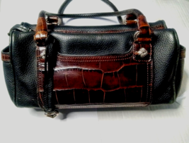 Brighton Handbag Brown Leather Croc and Black Pebbled Leather Purse - £25.37 GBP