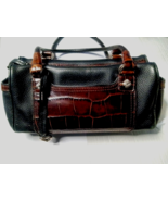 Brighton Handbag Brown Leather Croc and Black Pebbled Leather Purse - $31.67