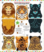 36&quot; X 44&quot; Panel Lion Tiger Panther Jaguar Snuggle Pillows Fabric Panel D477.69 - £11.86 GBP