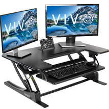 Vivo Black Height Adjustable Standing Desk Monitor Riser Tabletop Sit To Stand - £239.19 GBP