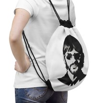 Beatles Ringer Starr Drawstring Bag | Black &amp; White Ringo Illustration | Gym, Tr - £35.96 GBP