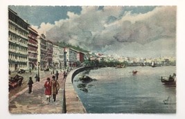 Vtg PC Italy Napoli Via Caracciolo Coastline Landscape  Artist Card Roug... - £7.17 GBP