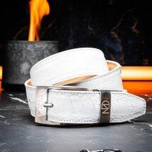 Alessio Belt Genuine Ostrich Leg Exotic Soft Feel White image 7