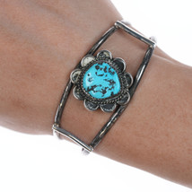 6&quot; Vintage Henry Navajo silver and turquoise cuff bracelet - £73.53 GBP