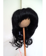 Vintage Old Store Stock Black Doll Wig w/Bangs &amp; Lower Curls Size 13-14 - £11.44 GBP