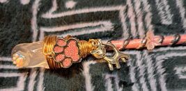 Cat Lovers Magic Wand with Rose Quartz Crystal Point In Pink And Black - $346.91 MXN