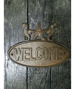 Welcome Sign Oval Cast Iron Entryway Door Plaque StarFish &amp; SeaHorses - €15,24 EUR