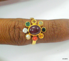 18kt gold Ring navratan gemstone Ring diamond ruby emerald etc. Ring - £469.04 GBP
