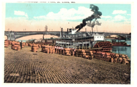 Mississippi  River Front St Louis Mo Ship Postcard - £6.96 GBP