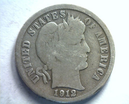 1912 BARBER DIME GOOD / VERY GOOD G/VG NICE ORIGINAL COIN BOBS COINS 99c... - $6.00