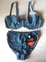 Sintrigue Blue Lace Balconette Bra &amp; Panty Set Size 34C / S See Thru NWT Panties - £28.15 GBP