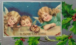 Christmas Postcard 3 Angels Holly Original Philadelphia PA Antique 1907 - $16.20