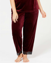 allbrand365 designer Womens Plus Size Lace Velvet Pajama Pants,1-Piece,Maroon,2X - £34.65 GBP