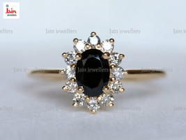 Bague femme 0,36 ct G-H/VS1 onyx noir naturel et diamants 14 carats, or ... - £1,073.43 GBP+