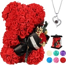 Valentines Day Rose Bear with I Love You Necklace in 100 Languages Rose ... - £30.56 GBP