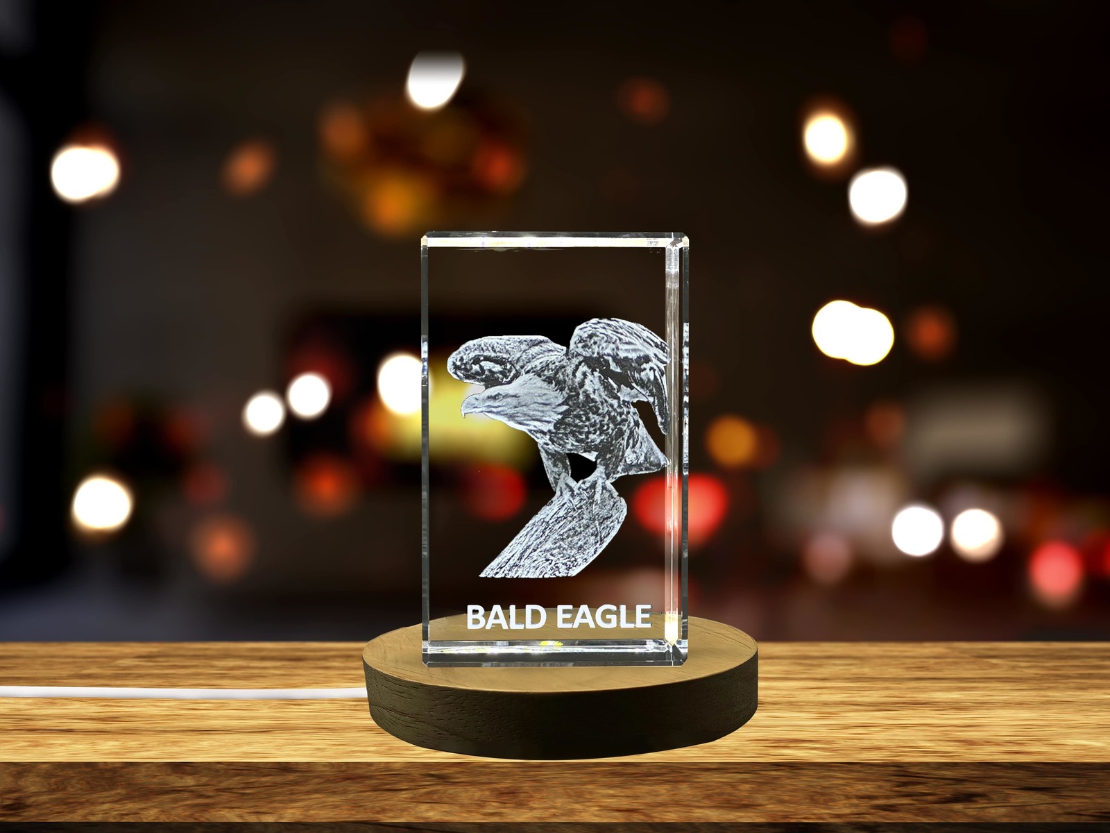 Primary image for LED Base included |  Unique 3D Engraved Crystal with Bald Eagle Design - Perfect