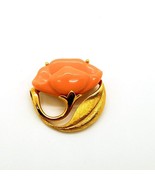 Avon Flower Brooch Coral Pink Vintage 1 1/4&quot; Gold Tone Pin - £10.09 GBP