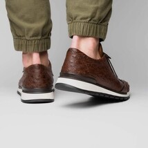 Hand painted genuine ostrich quill Sneaker Shoes Scanno Antique Brown image 8