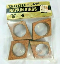 Vintage NEW Wood Napkin Rings Pkg of 4 Kmart Philippines #48084 Dinner Diamond - £15.69 GBP
