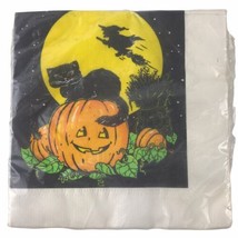  Halloween Party Napkins Jack&#39;O-Lantern Witch Black Cat Sealed Pack Vint... - $14.00