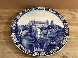 Antique Villeroy &amp; Bosh Blue White Delft  Hand Painted 17” Wall Plate - £1,184.77 GBP