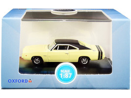 1968 Dodge Charger Light Yellow with Black Top and Black Stripes 1/87 (HO) Sc... - £15.97 GBP