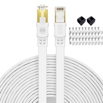 Cat 8 Ethernet Cable 50 Ft High Speed Flat Internet Network Rj45 Cable Shielded  - £26.57 GBP