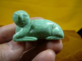 (Y-SEAL-702) green Amazonite SEAL gemstone carving FIGURINE gem seals se... - $17.53