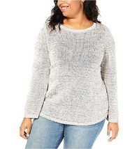 Style &amp; Co Womens Plus Size 1X Confetti Textured Stripe Long Sleeve Sweater NEW - £10.95 GBP