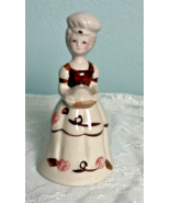 Charming Vintage Ceramic Figurine Bell - Brown and Cream - $20.10