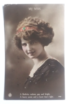 My Wish Birthday Radiant Portrait Young Lady in Headband Postcard c1910s - £6.17 GBP