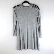 American Eagle Womens Sweater Shift Dress Knit Long Sleeve Cold Shoulder Gray S - £11.39 GBP