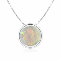 ANGARA 1.15 Ct Bezel-Set Round Opal Solitaire Pendant in Silver (AAAA, 8mm) - £268.98 GBP