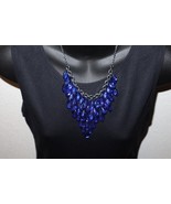 Blue Teardrop Bead Necklace 18&quot;+ Dangle Earring Jewelry Set Silver Tone ... - $354.95 MXN