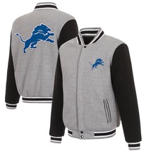 New Mens Lions 2-tone Reversible Fleece Jacket JHDesign - Gray/Black - $89.90