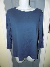 LANDS&#39; END Solid Blue Boat Neck 3/4 Sleeve Shirt Size M Women&#39;s EUC - £16.33 GBP