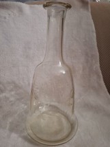 Vtg Floral Liquor Clear Glass Bell Shape Wine Decanter Etched Design No Stopper  - £9.44 GBP