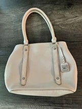 Rosetti Faux Leather Double Strap Shoulder Bag Neutral Beige Light Blush Zipper - £19.32 GBP