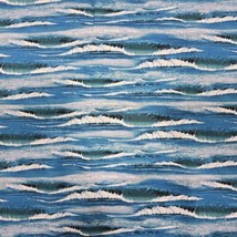 Cotton Quilt Fabric 54&quot;x45&quot; Nautical Ocean Blue Sea Beach Waves Crashing - $11.88