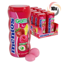 Full Box 10x Bottles Mentos Red Fruit Lime Flavor Gum | 15 Pieces Each | 1.06oz - £21.66 GBP