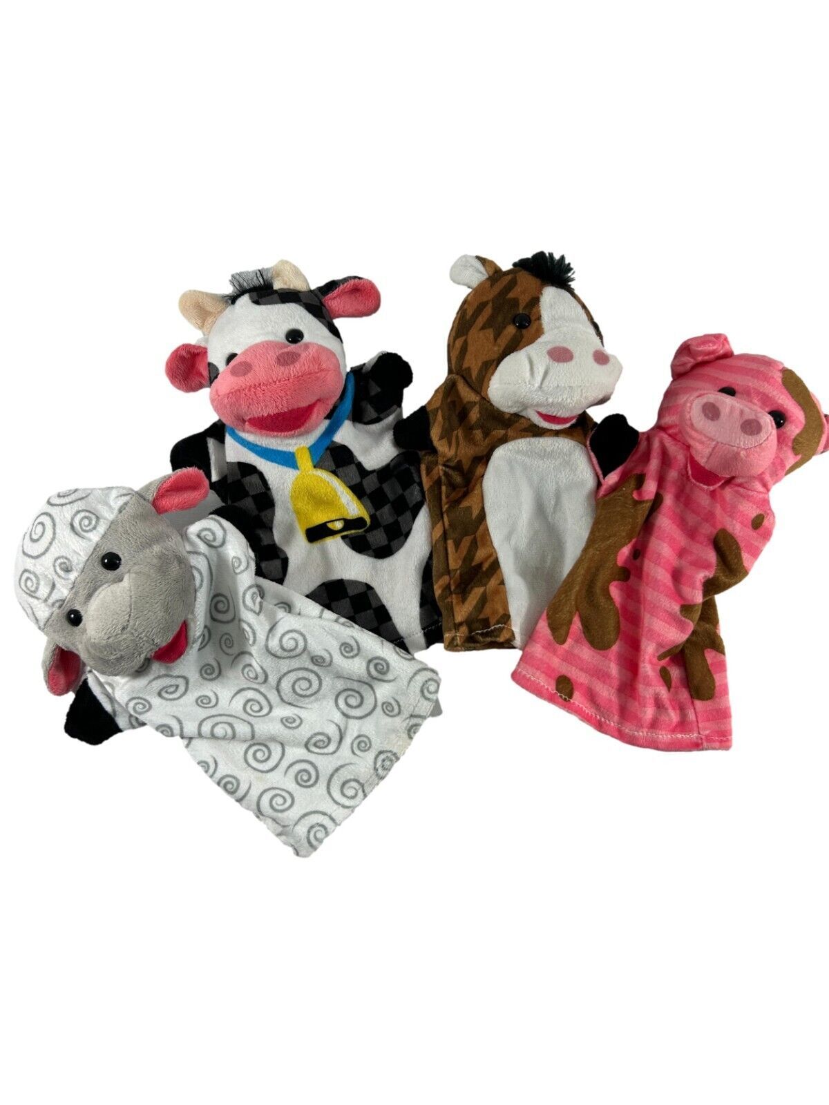 Melissa & Doug Farm Animals Hand Puppet Set of 4 Cow Pig Sheep Horse Soft Plush - $18.81