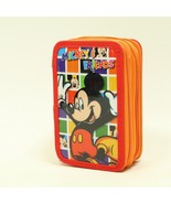 Walt Disney World Parks Mickey &amp; Friends Pencil/Drawing Case 3 Zippered ... - £12.98 GBP