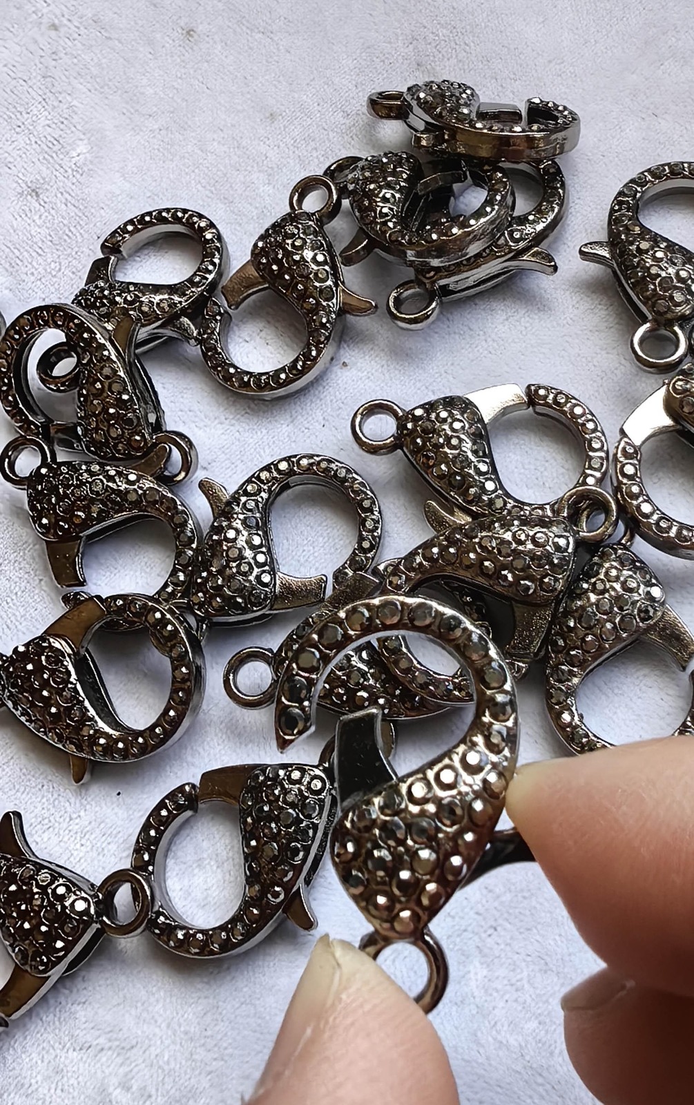 12pcs CZ Pave Lobster Clasp, Large Lobster Clasp 30x20mm Hemtatite  Rose Gold Si