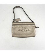 Coach Cute Mini Gold Tone Wristlet Wallet Double Zip W Tag Large Logo - $39.99