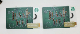 Starbucks Coffee 2015 Gift Card THANK YOU Dark Green Zero Balance Value Set of 2 - £8.98 GBP