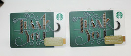 Starbucks Coffee 2015 Gift Card THANK YOU Dark Green Zero Balance Value Set of 2 - £8.78 GBP