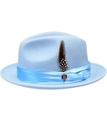 Bruno Capelo Hat Australian Wool Crushable Fedora Giovani UN120 Light Blue - $134.46 CAD