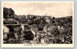 Vintage Luxembourg Grund Town and Upper town aerial view Postcard - £2.36 GBP