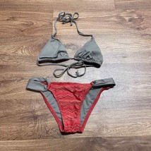 L*Space 2PC Bikini Riviera Red Taupe Triangle Top Hipster Bottom Womens ... - $37.62