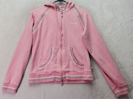 Vertigo Jacket Girls Large Pink Long Sleeve Hooded Drawstring Logo Full ... - £21.89 GBP